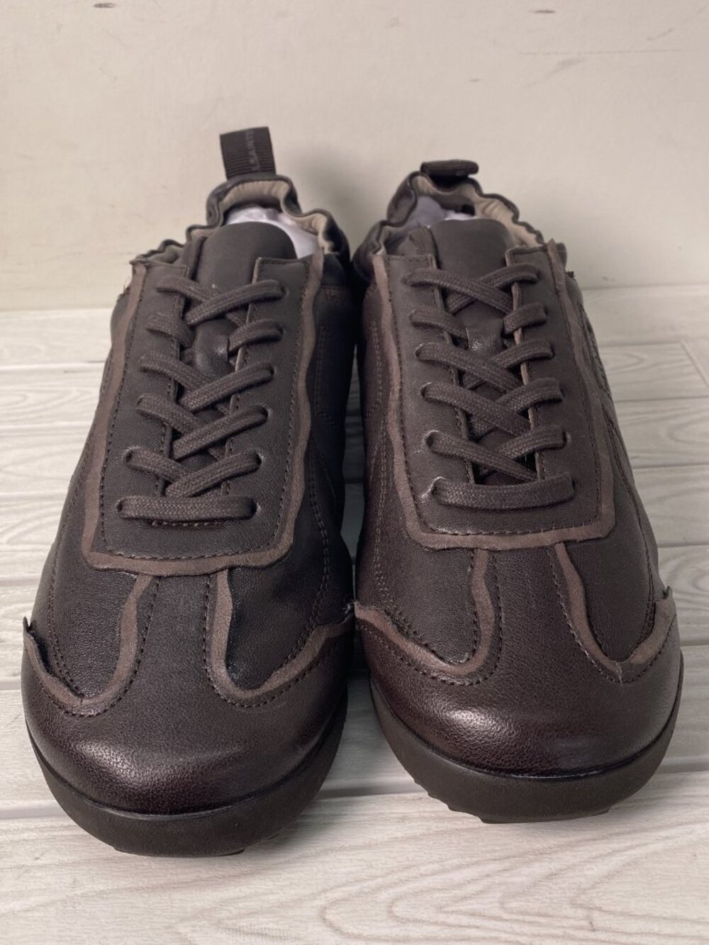 All Saints Women Size 7 Kenny Skive Runner Athletic Sneaker Dark Brown Leather